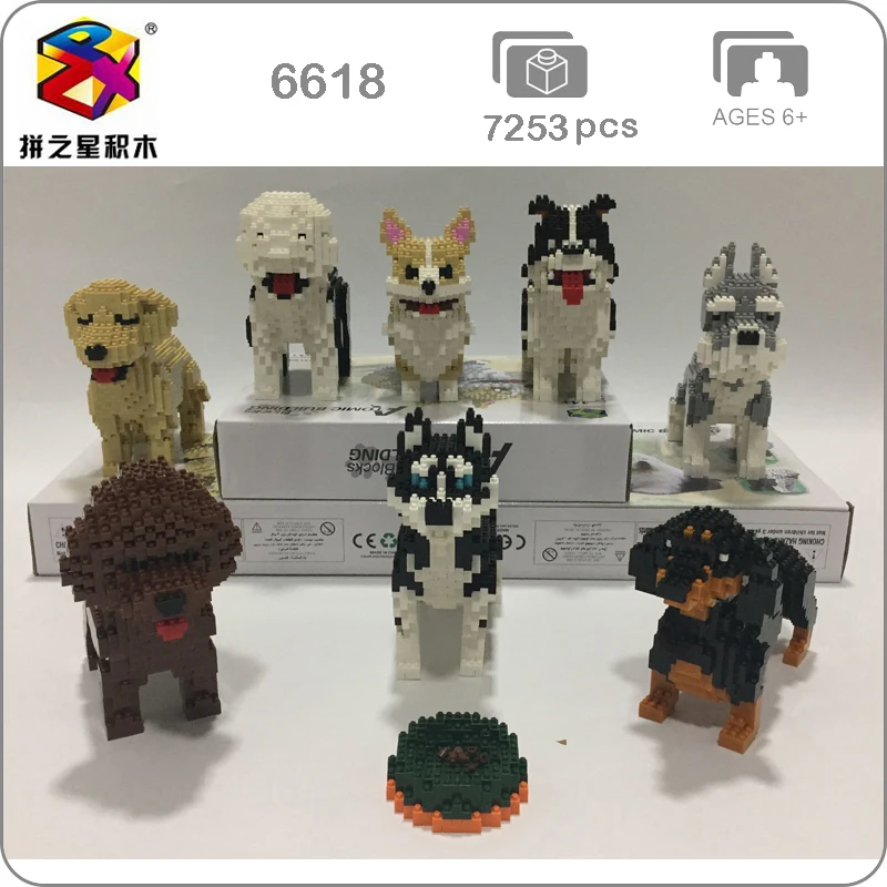 

Pet Teddy Schnauzer Dachshund Husky Corgi Collie Dog 3D Animal Model DIY Diamond Mini Building Small Blocks Bricks Toy no box