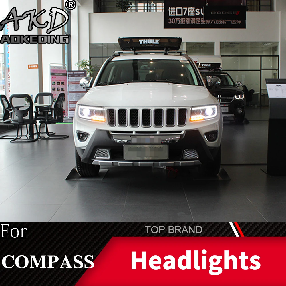 Автомобильный Стильный чехол на голову для Jeep Compass 2011- Grand Cherokee светодиодный фонарь DRL Объектив Двойной Луч биксенон