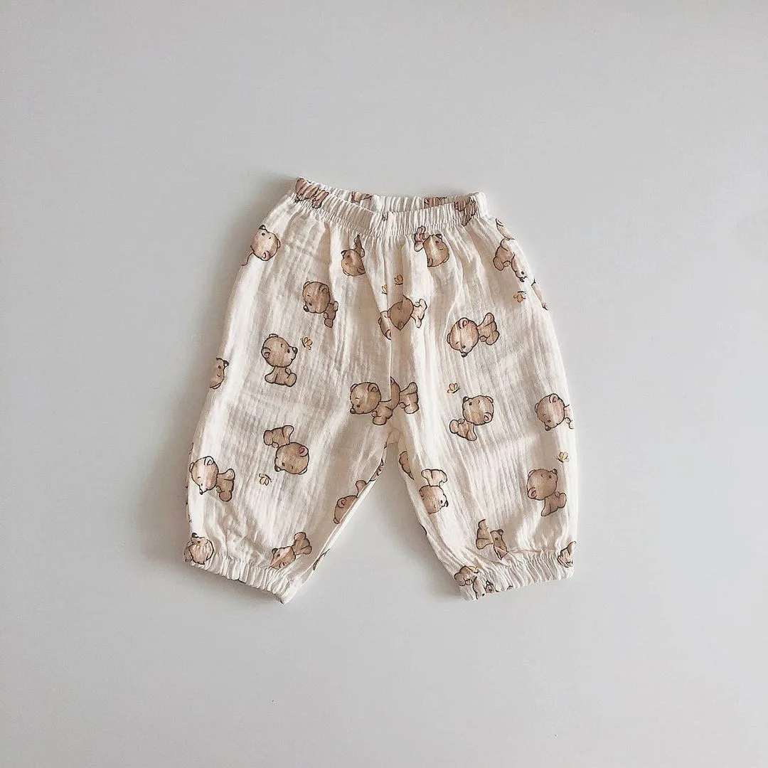 

Детские брюки, летние новые милые детские брюки с мультяшным принтом и комарами, летние и осенние новые свободные детские брюки