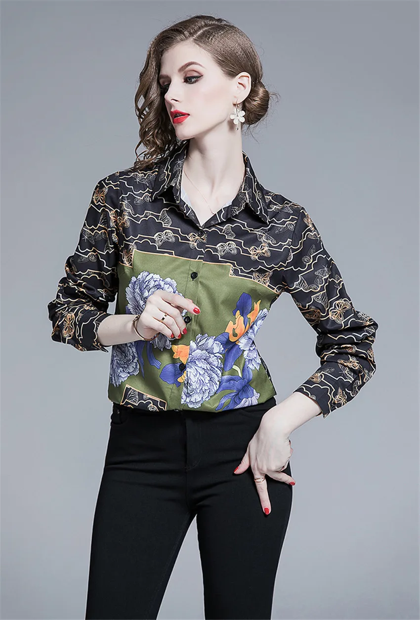 Винтажная женская рубашка с длинным рукавом, осень, Подиумные топы, Blusas Mujer De Moda, высокое качество, женские модные блузки Blusa Feminina