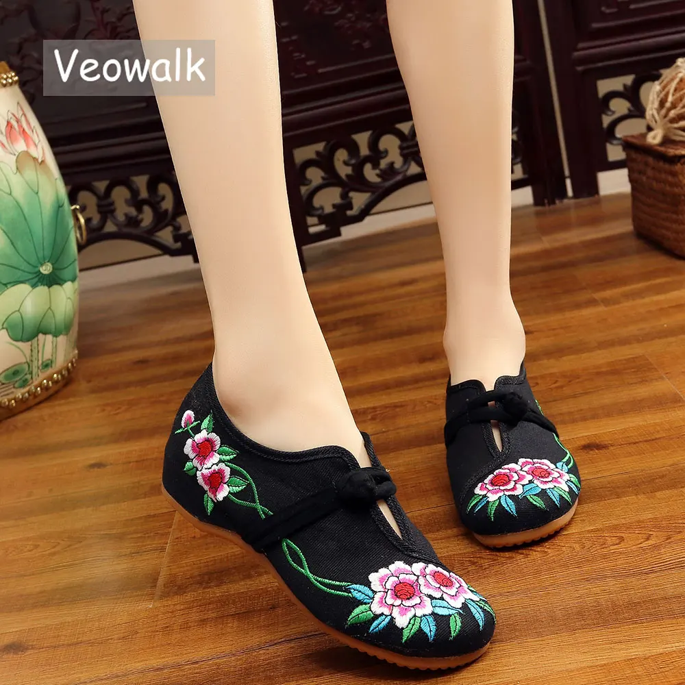 Женские балетки ручной работы Veowalk винтажные из хлопка на мягкой подошве с