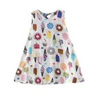 Летняя детская одежда, новинка, платья для маленьких девочек без рукавов с принтом мороженого и тортов, повседневная одежда, платье для девочек