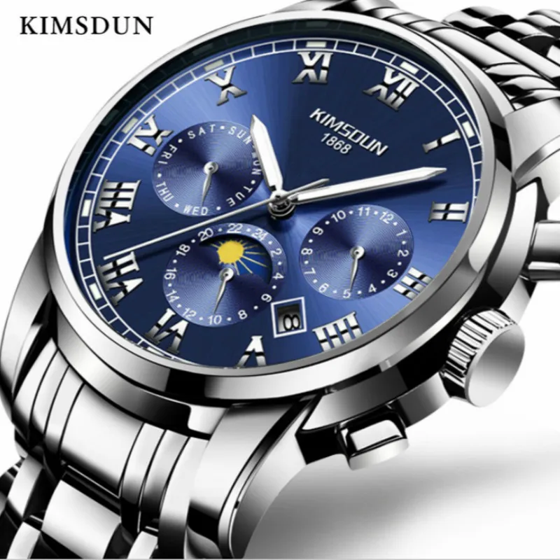 KIMSDUN модные автоматические механические часы мужские с скелетом спортивные
