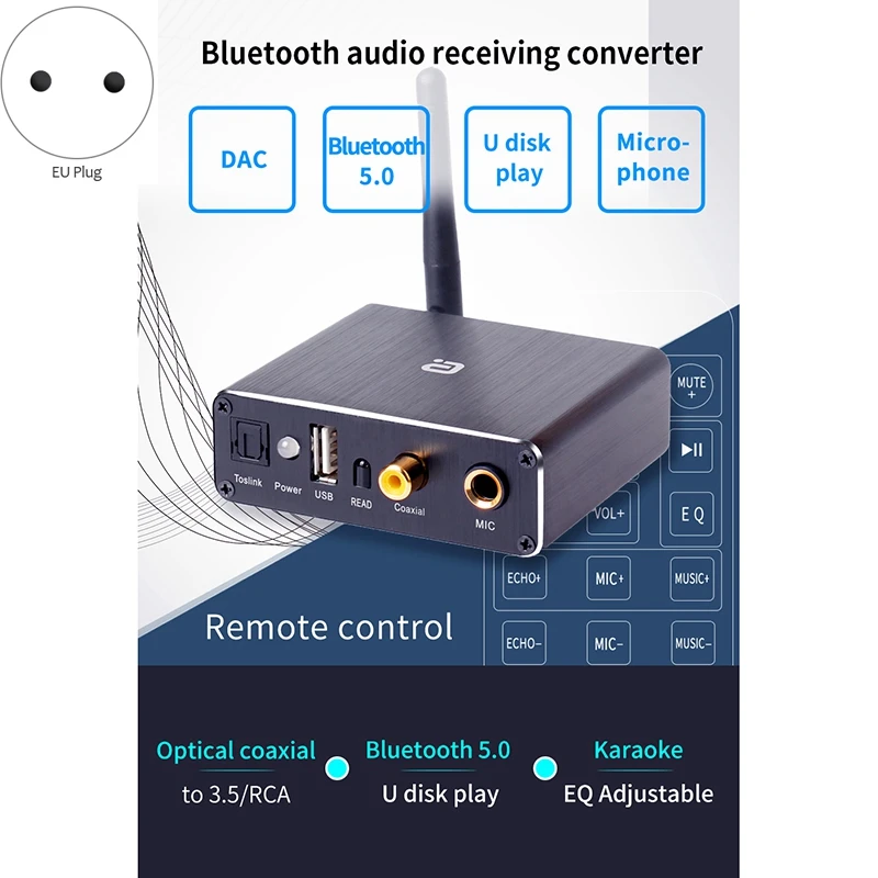 Беспроводной Bluetooth 5 0 приемник o DAC конвертер плейер с микрофоном оптический