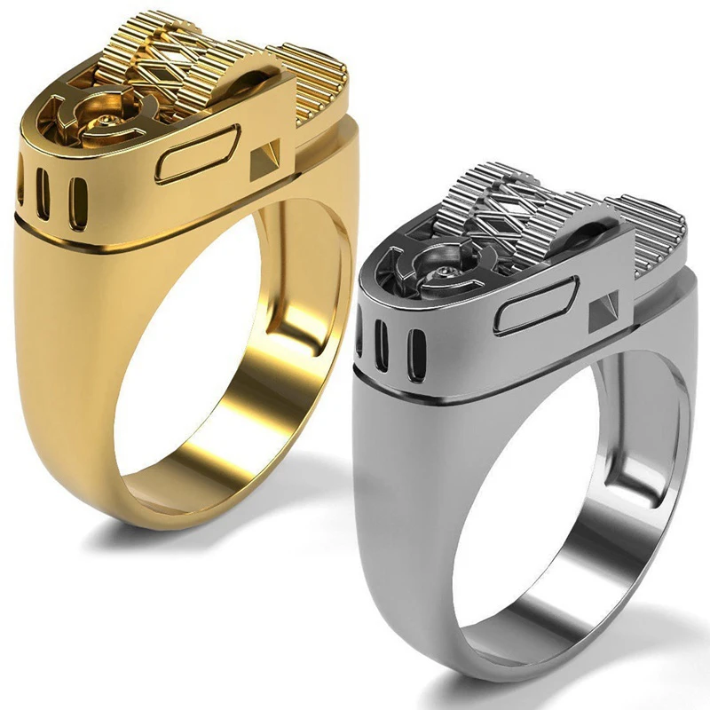 

Creative Men Sterling Silver Ring Lighter Accessories Jewelry Boyfriend Men's Fashion Ring Gift Business Casual Wedding Ring