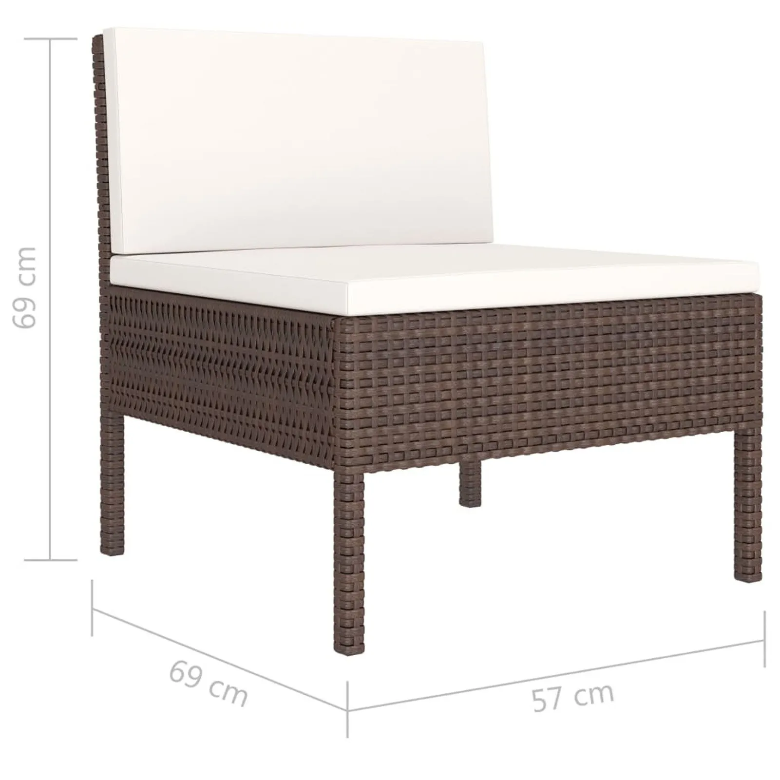 

Garden furniture set 6 pieces and cushions synthetic rattan brown