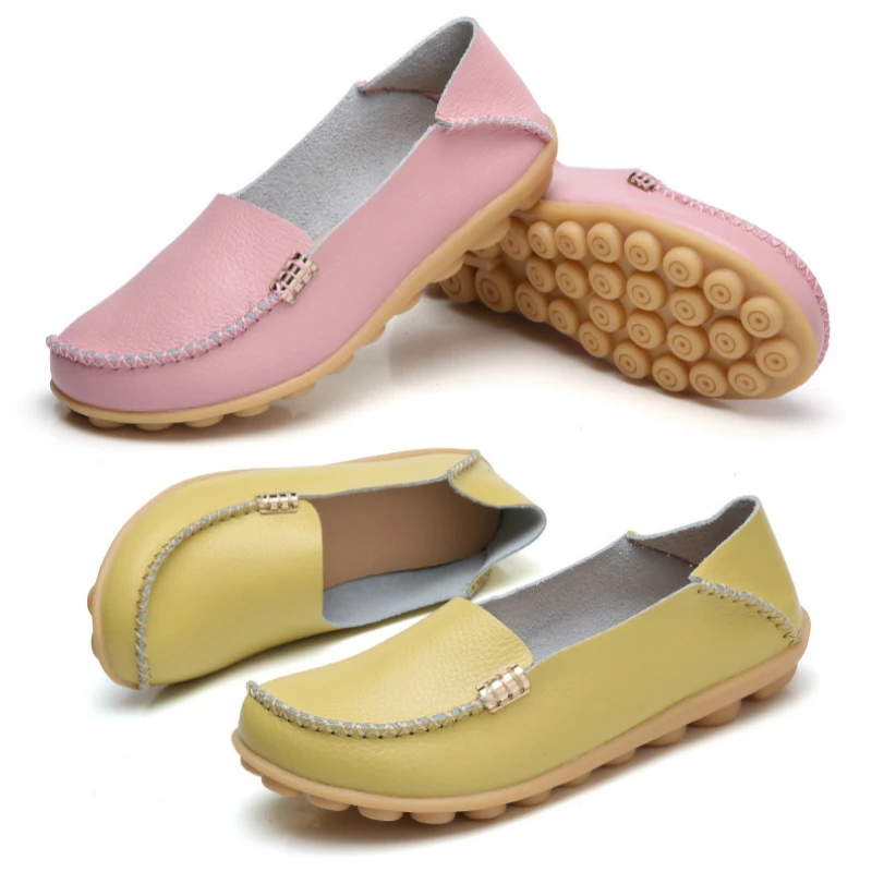 Туфли женские кожаные на плоской подошве повседневные лоферы мягкие удобные без