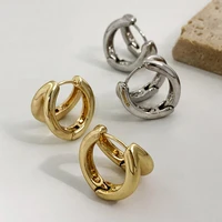 monlansher stereoscopic double line geometric hoop earrings gold silver color metal earrings classy earrings jewelry for women