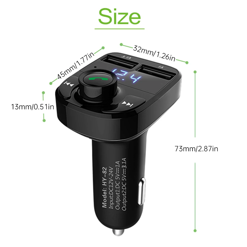 Fm-передатчик Bluetooth для автомобиля с двумя портами 3 1 А usb-портом зарядки
