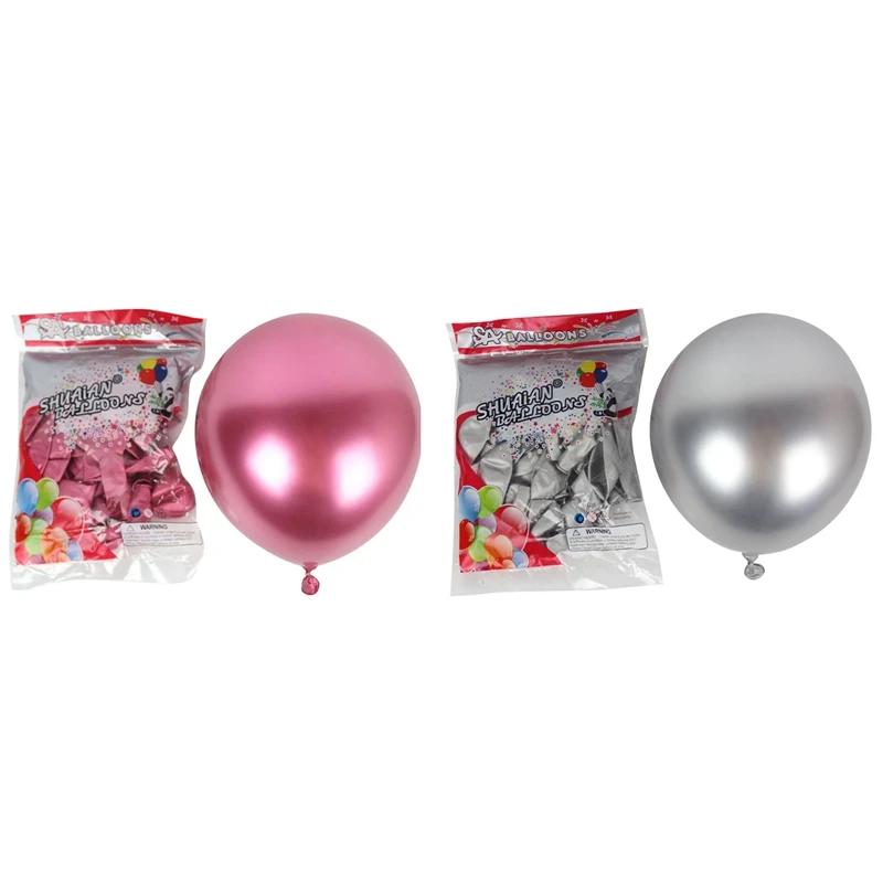 

100 шт. 10 дюймов шары из латекса цвета металлик на толстом хромированный блестящий металл перламутровый шар Globos для вечерние Декор-серебро и ...