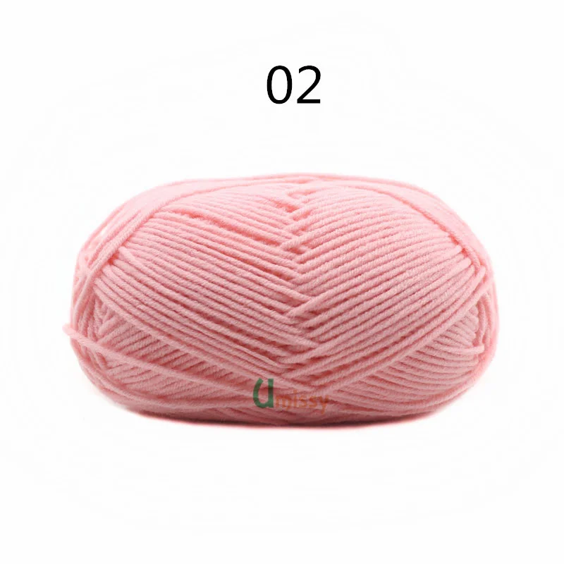 02 1pc 62 цвета хлопок Детская Пряжа молочного оттенка камвольная хлопок крючком нитки для ручного вязания шерсть линия окрашенная нить дешево - Цвет: 02 1pc