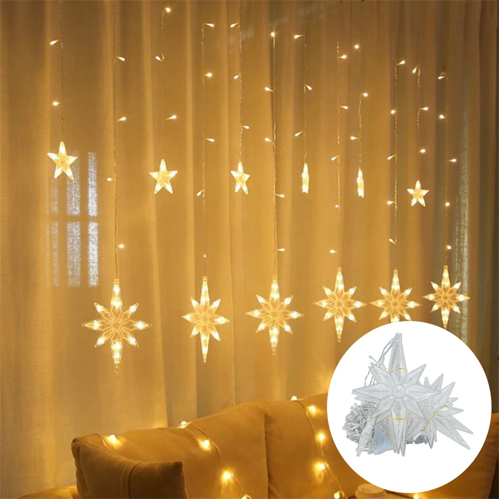 

СВЕТОДИОДНАЯ Гирлянда со звездами, гирлянда-занавеска на окно, сказосветильник светильник, Рождественская Водонепроницаемая гирлянда для ...