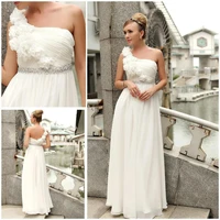 hot selling free shipping 2015 new dream wedding dress banquet bride one shoulder bridesmaids dress beading flower white long
