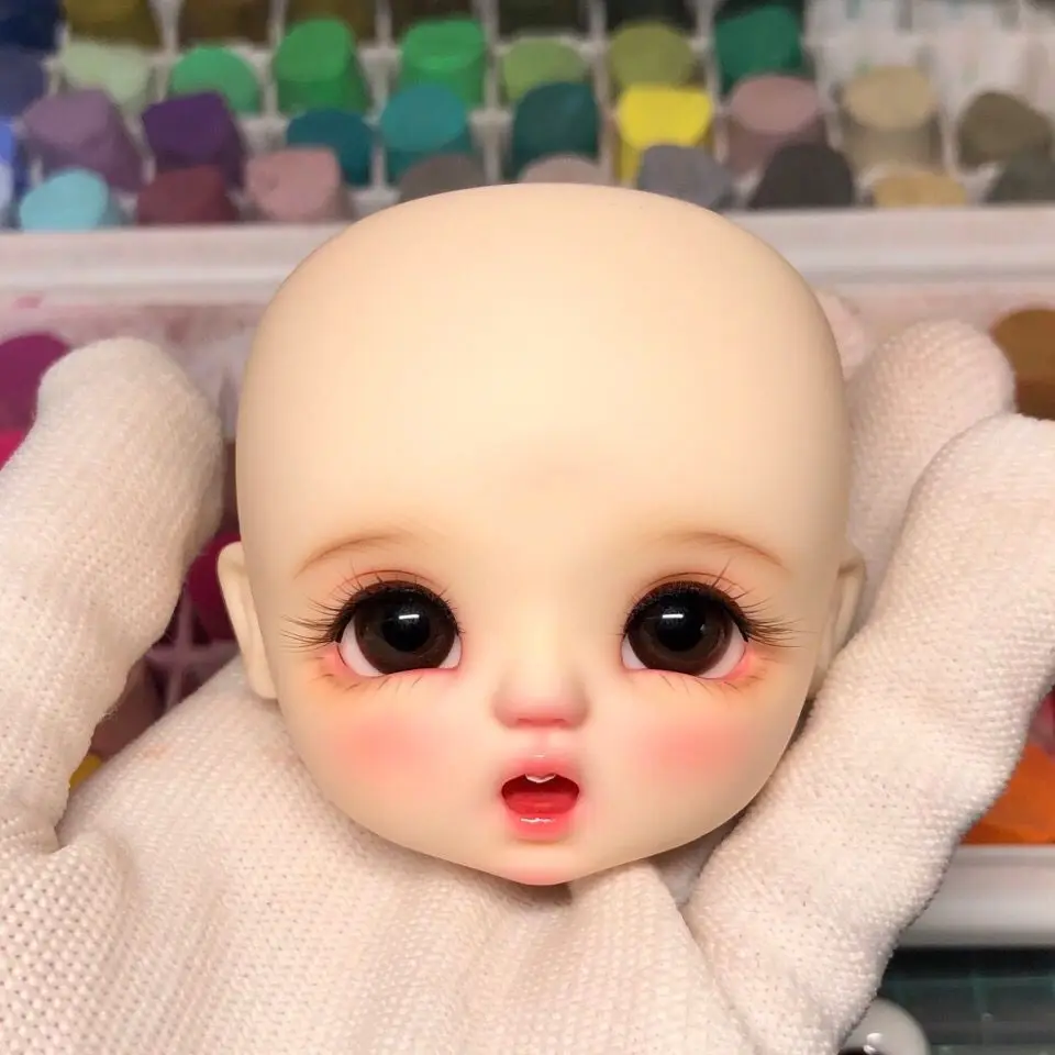 

1/8 BJD Doll Head Resin Material DIY Doll Accessories Creativity Teeth Cute Doll Head Practice Makeup Doll Toys Girl Gift OB11