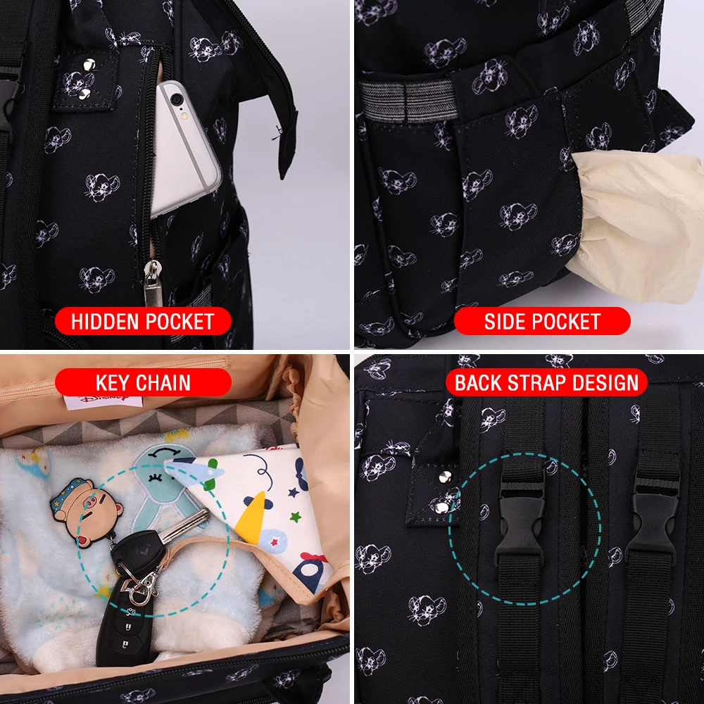 Disney Lion King Maternity Diaper Bag Backpack - Large Capacity Waterproof Stroller Bag with USB Heating, Baby Nappy Changing Bag, Free Hooks Included image 5