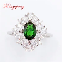 xin yipeng gem jewelry real s925 sterling silver inlaid natural diopside rings fine anniversary party gift for women free shippi