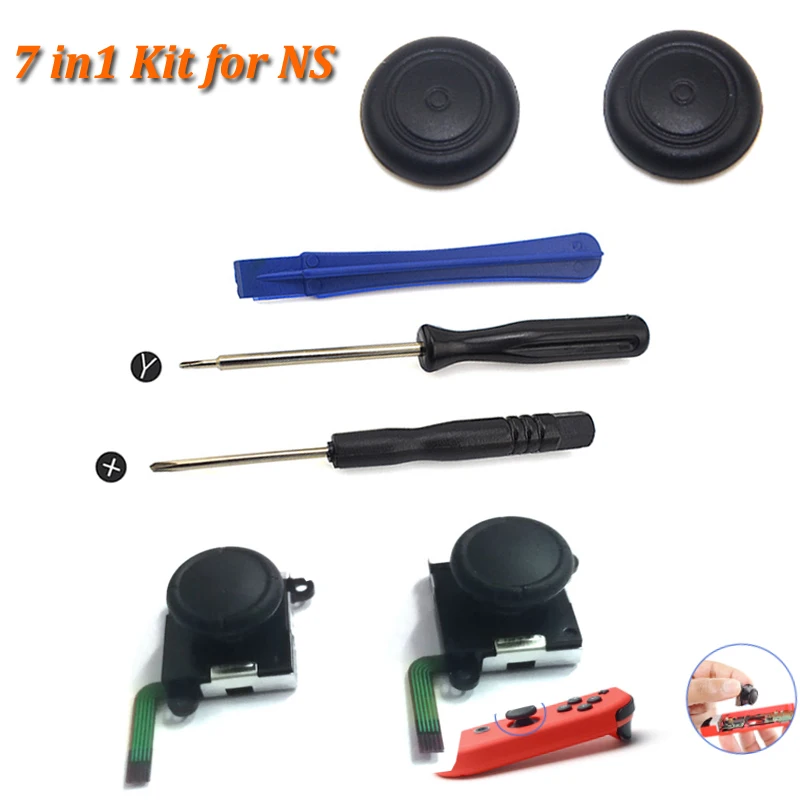 7 in 1 set 3D аналоговый геймпад переключатель Thumb Stick для NAND NS Joy Con Joystic sensor Module Repair инструмент для замены JoyCon+ водительский инструмент - Цвет: 7 in 1 set