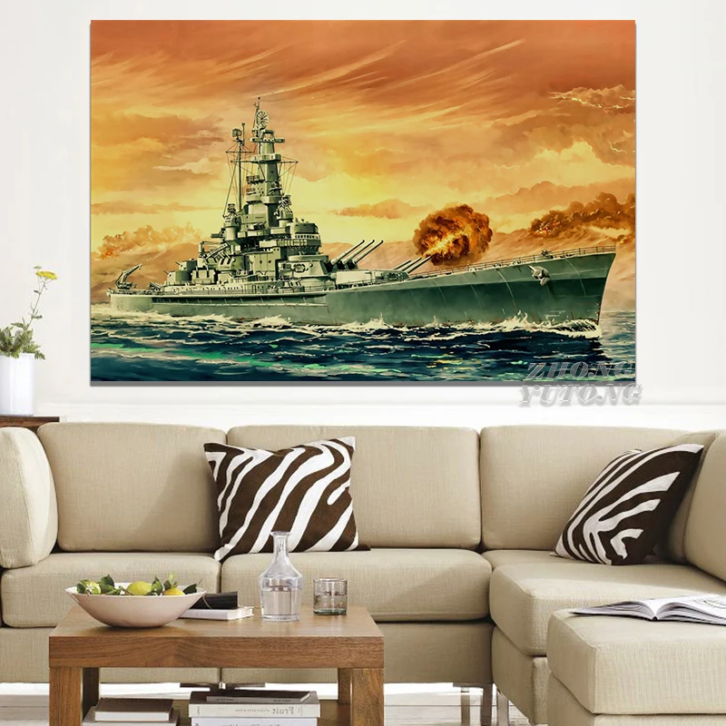 Армейский художественный боевой корабль армия США флот Рисунок гостиная