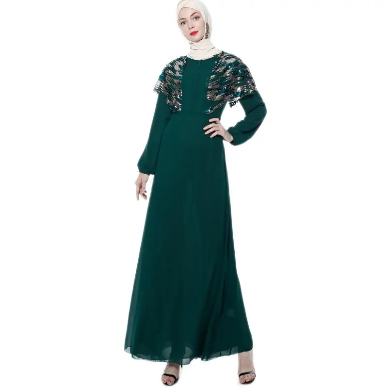 

Hijeb Марокканская мусульманская африканская Женская одежда, Caftan Eid Djellaba Дубай RobeSequins, сращивающаяся молния с шифоном