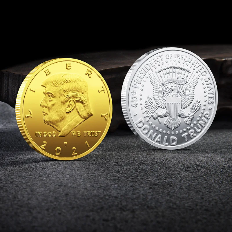 

2021 Silver-plated Gold-plated Two-color Trump Commemorative Coin Gold And Silver US President Coin Trump Crafts Collection Gift