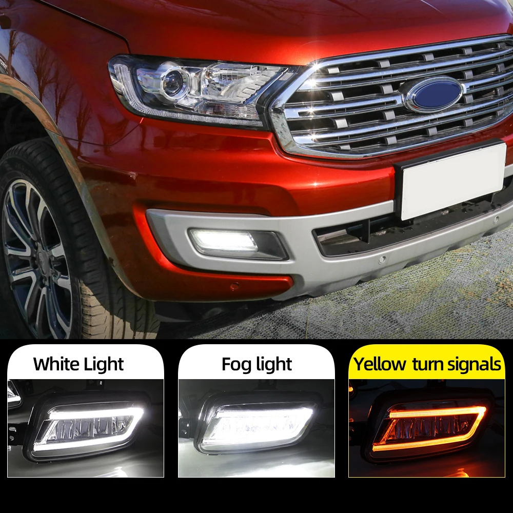 Автомобильная проблесковая стиль для Ford Everest 2016 2017 2018 2019 светодиодный DRL Дневной