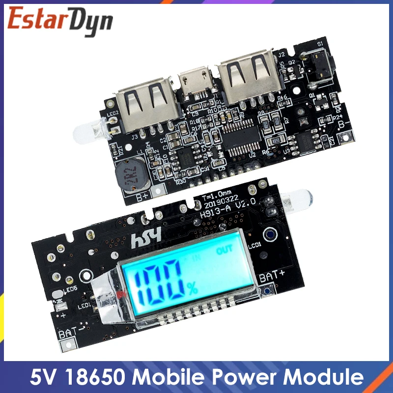Двойной USB 5 в 1 а 18650 Мобильный Внешний аккумулятор зарядное устройство PCB модуль