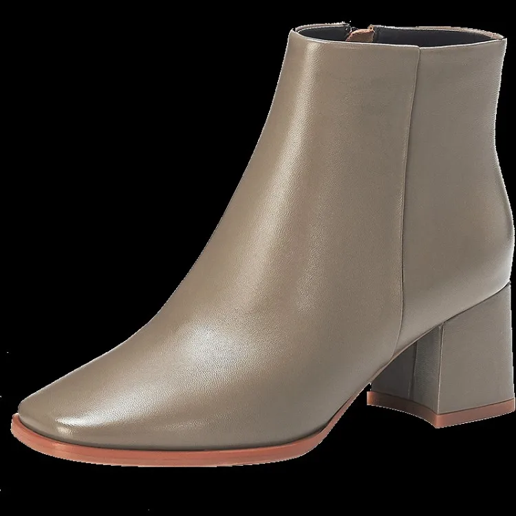 MLJUESE/женские ботильоны из коровьей кожи на молнии серого цвета с квадратным