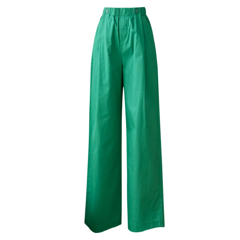 

Retro Two Buttons Wide Leg Pants Women Summer High Waist Thin Loose Casual Pants Women Drooping Feeling Solid Trousers Women
