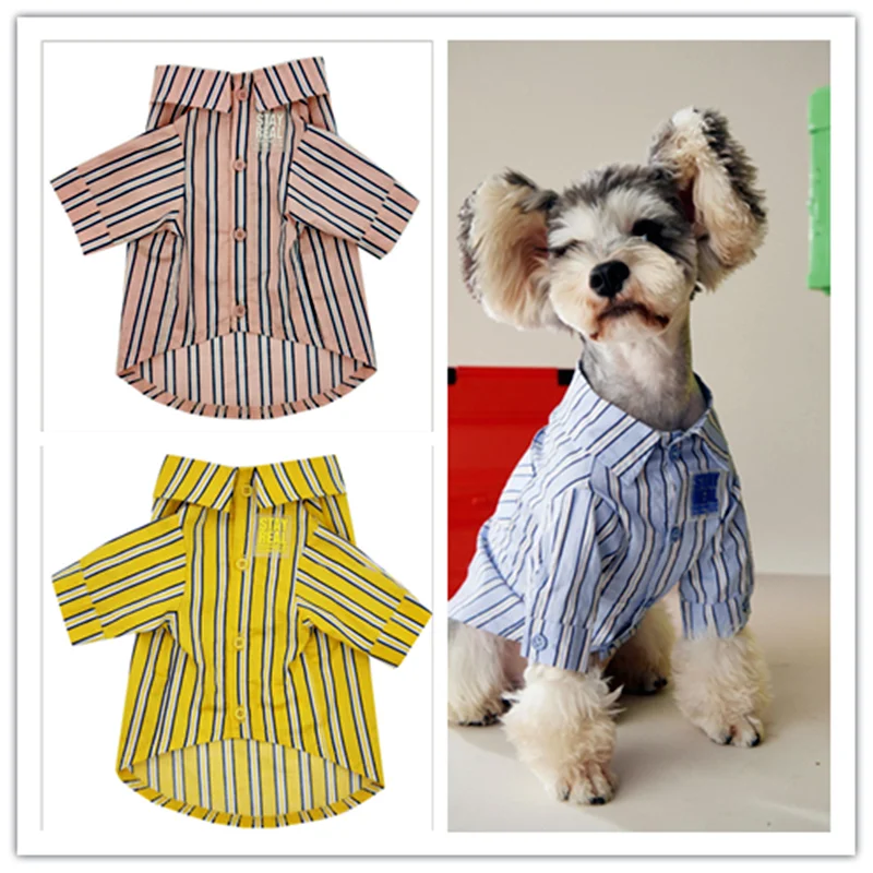 

New Spring Clothes For Dogs Pet Striped Shirts Dog Clothing Small Pet Coat Schnauzer Akita Cute Clothing For Dogs Pet Products