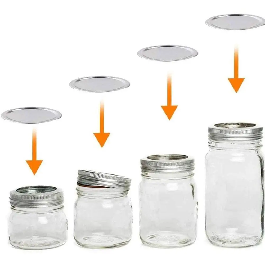 

Regular Mouth Canning Lids Metal Split Mason Jar Covers Reusable Airtight Food Wrap Lids Silver Sealing Keeping Fresh Wrap Cover