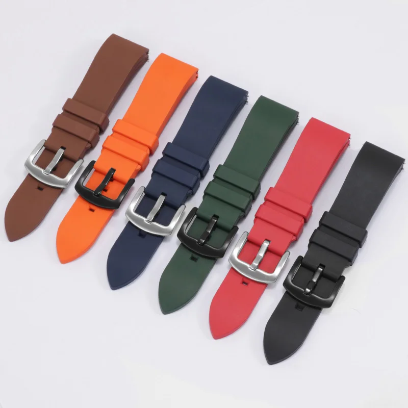 Фторкаучуковый ремешок для часов черный красный синий коричневый 19 20 21 22 24 мм |