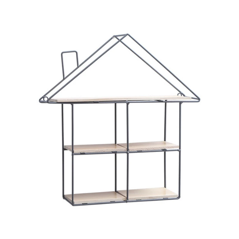Дом металлические деревянные стеллажи для хранения подвесной Декор ящик