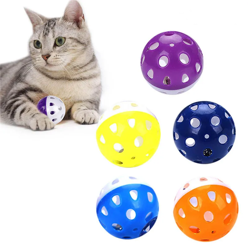 

5pcs Toys For Cats Ball With Bell Ring Playing Chew Rattle Scratch Plastic Ball Interactive Cat Training Toys Pet Cat Supply