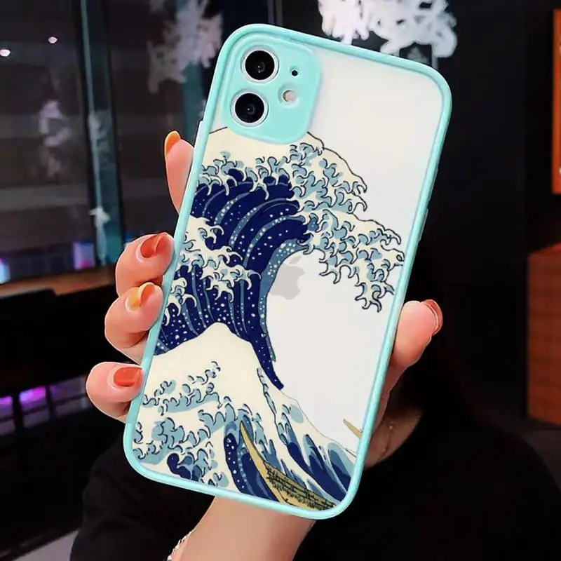 

The Big Wave of kanagawa Phone Cases Matte Transparent for iPhone 7 8 11 12 s mini pro X XS XR MAX Plus cover funda
