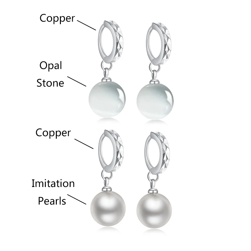 

Trendy Elegant Silver Color Imitation Pearls Drop Earring Women Wedding Anniversary Charm Jewelry Gift