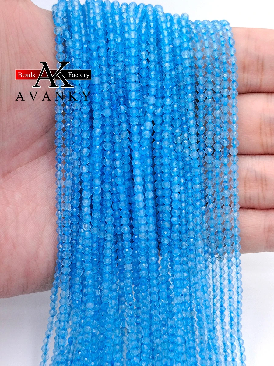 

Natural Stone Blue Topazs Quartz Beads Square Shape Faceted Loose Beads For DIY Jewelry Findings Making Necklace Bracelet 15"2mm