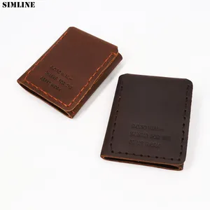Кошелек SIMLINE мужской из натуральной кожи, винтажный бумажник из натуральной кожи Крейзи Хорс, короткий кошелек из воловьей кожи
