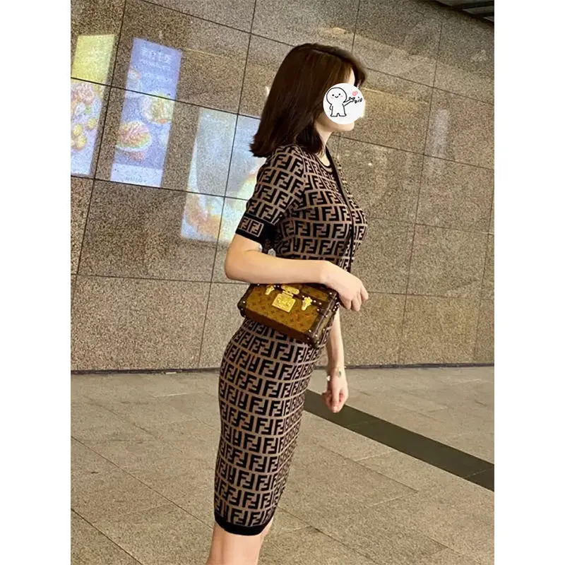 

2021 Summer New Letter Thin Knitting Short Sleeve Women's Dress
