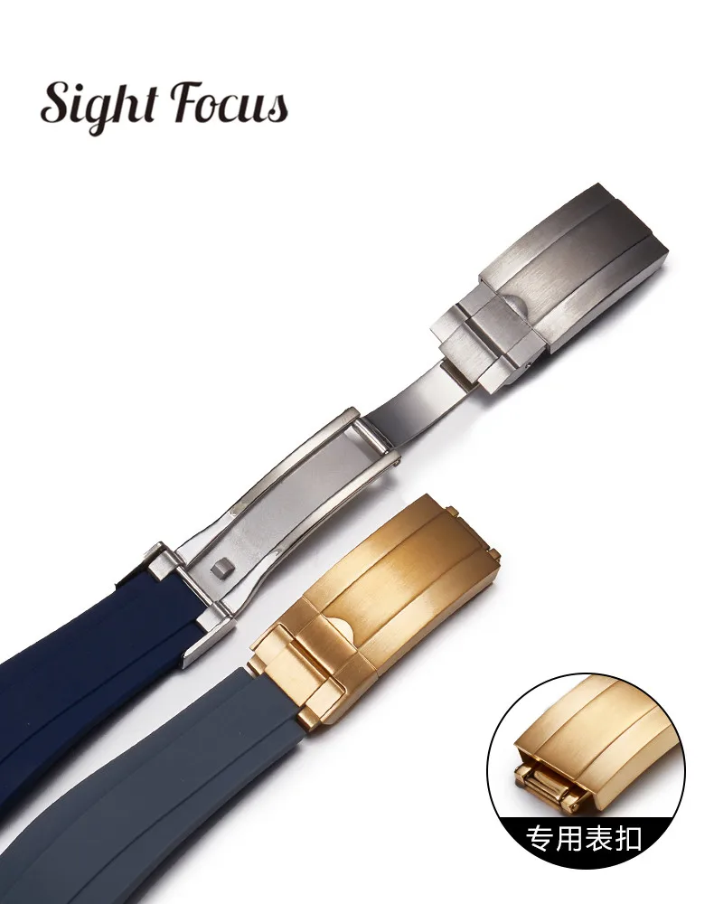 Ремешок резиновый 20 мм 21 для наручных часов браслет Rolex Submariner OYSTERFLEX Daytona yachmaster GMT