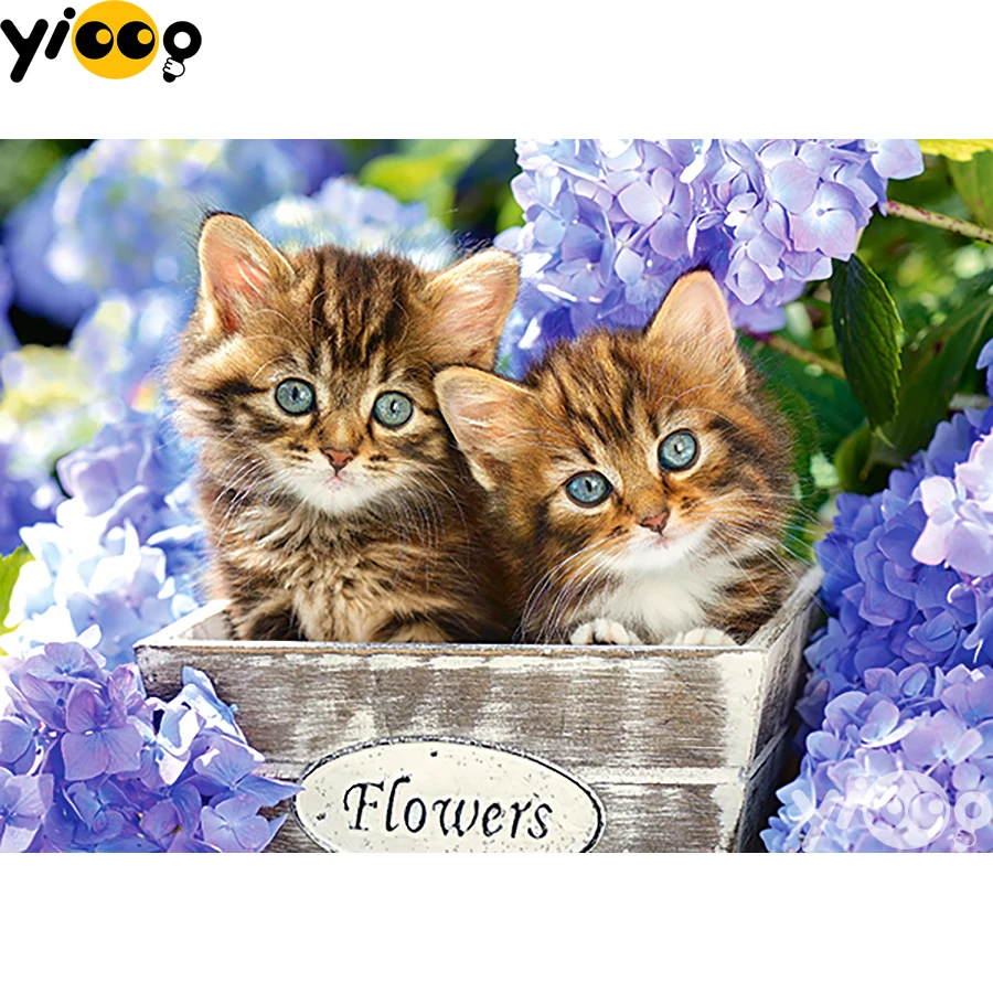 

Full Square/Round Diamond Embroidery Cute Kittens 5D Diamond Painting Rhinestone Mosaic Home Decor Gift BX2557