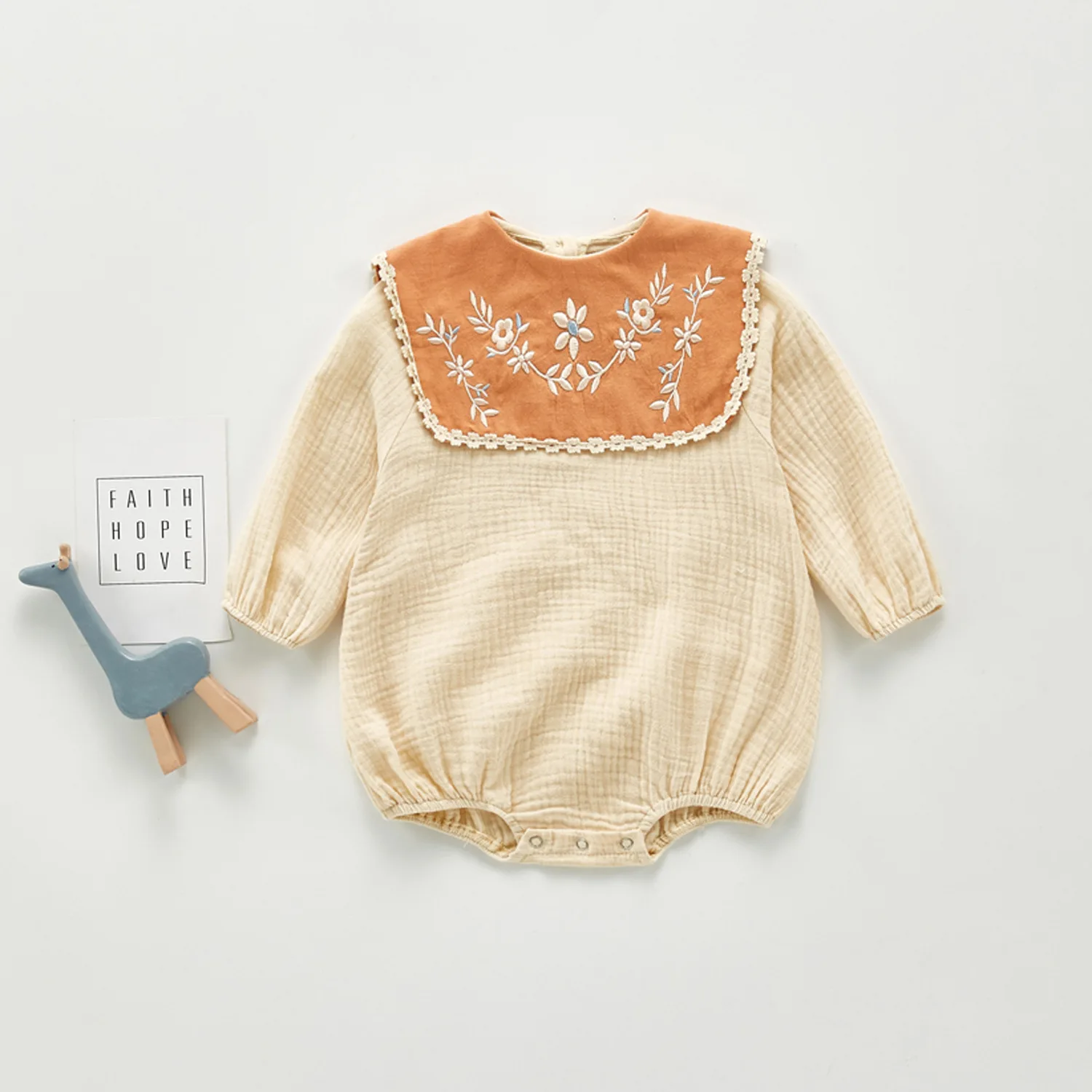 

Autumn Long Sleeves, Baby Clothing Embroidery Side Female Baby Climb Clothes Jumpsuits Cotton Baby Clothing 0 To 3 Mos Winter