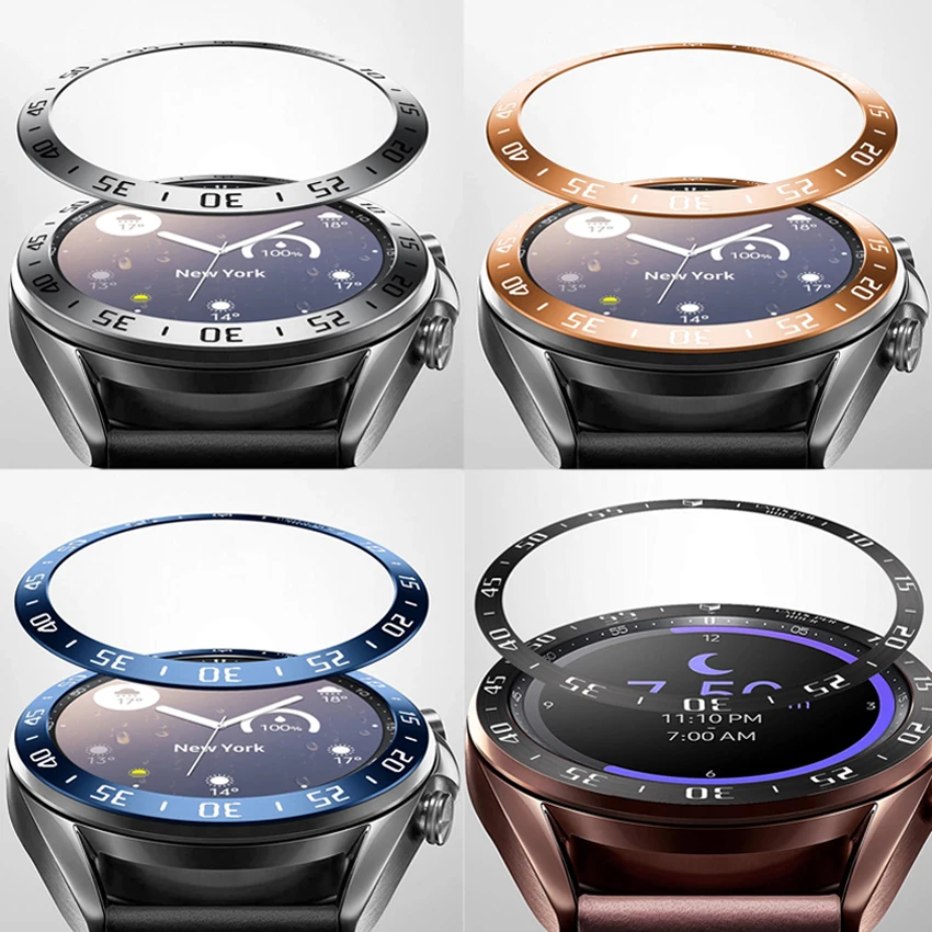 

Metal Bezel Ring Frame Stainless Steel Adhesive Protection Cover For Samsung Galaxy Watch 3 41mm/45mm