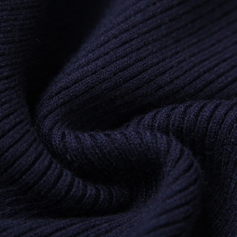 

One Piece Dress 2020 Autumn Winter Casual Sweater Dress Women High Quality Knitted Patchwork Long Sleeve Dark Blue Pleated Dress