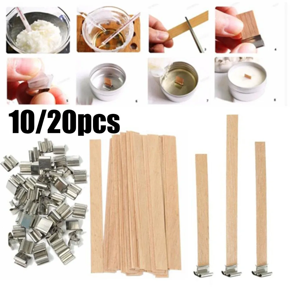 

Wooden Candle Wicks & Metal Sustainers For Candle Making 130X13mm Wood Wicks DIY Candle Making Pre-waxed Wicks For Party Supply