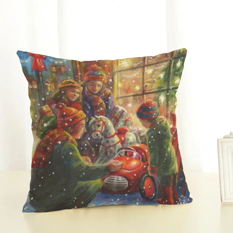 Merry Christmas Pillow Case 45x45 cm Santa Claus Dogs Cover Seat Pillowcase Home Decorative Party Sofa Cushion | Дом и сад