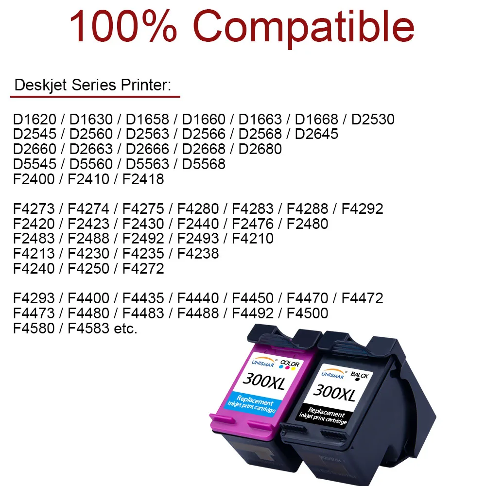 Unismar 300XL чернильный картридж Замена для HP 300 Deskjet D1660 D2560 D5560 F2420 F2480 F4210 ENVY 100 110 111
