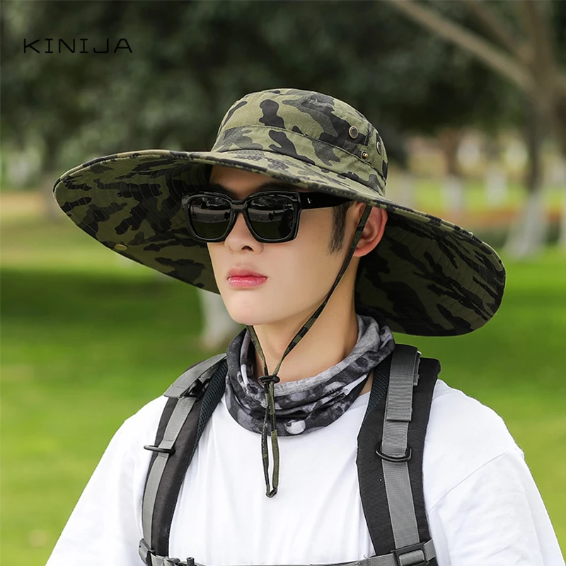 Летняя мужская шляпа с широкими полями в рыбацком стиле для активного отдыха