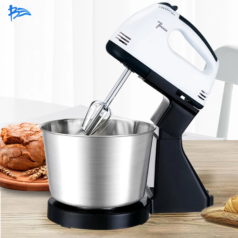 

JTKJ Vertical Mixer Stainless Steel Bowl 7-Speed Cream Whisk Kneading Machine Head Up Batidora De Alimentos Para El Hogar