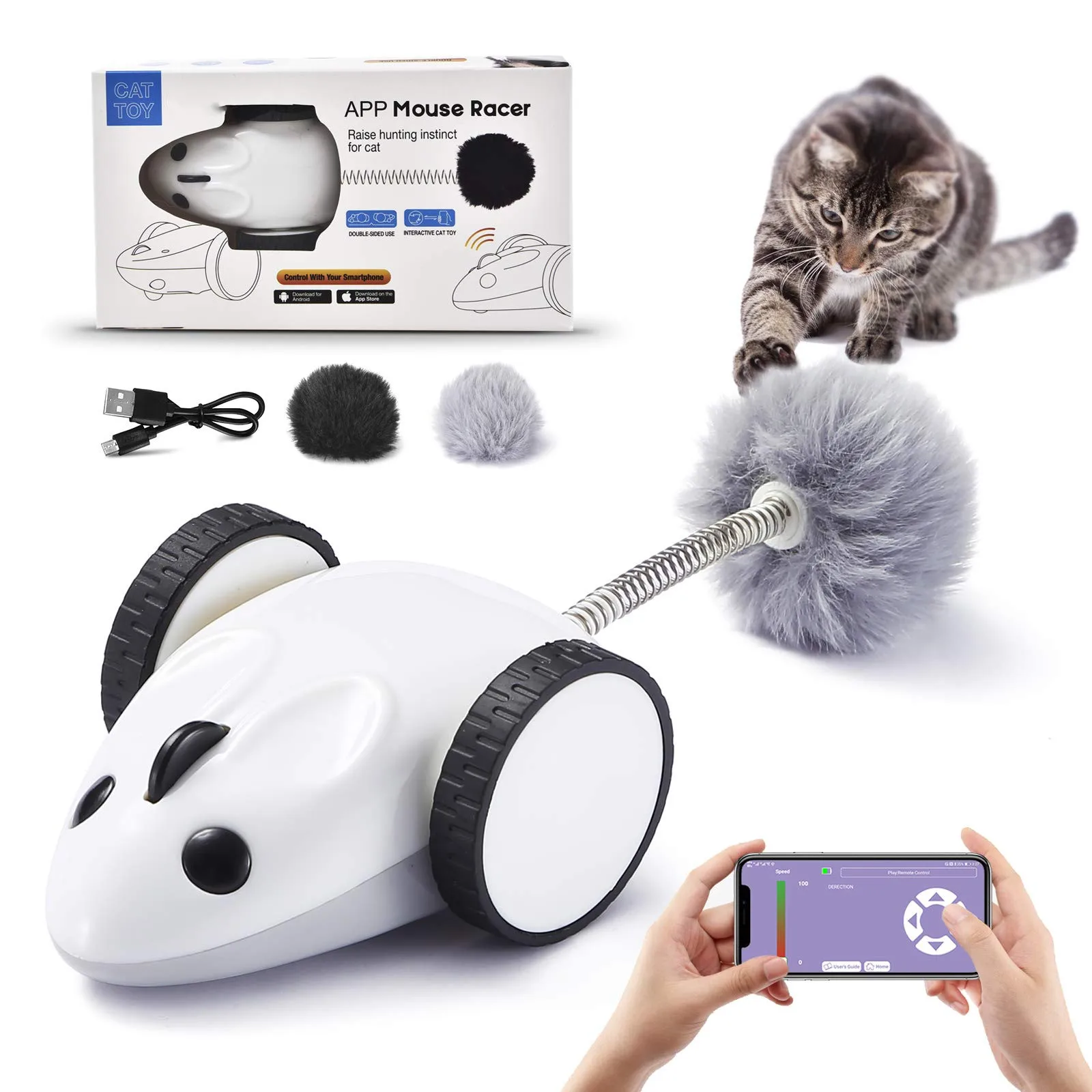

Smart Electronic Mouse Cat Toys Kitten Toy Interactive Application Remote Controlled Automatic USB Charging Electric Cat Feather