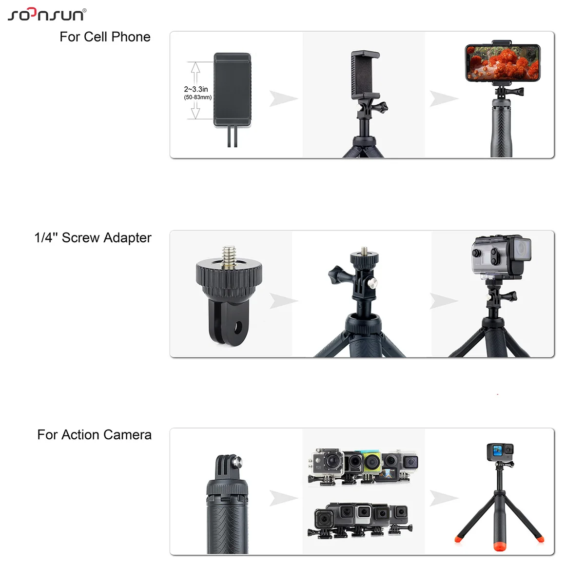 SOONSUN плавающий Штатив для GoPro Hero 10 9 8 7 6 5 селфи-палка DJI OSMO экшн-камеры выдвижной